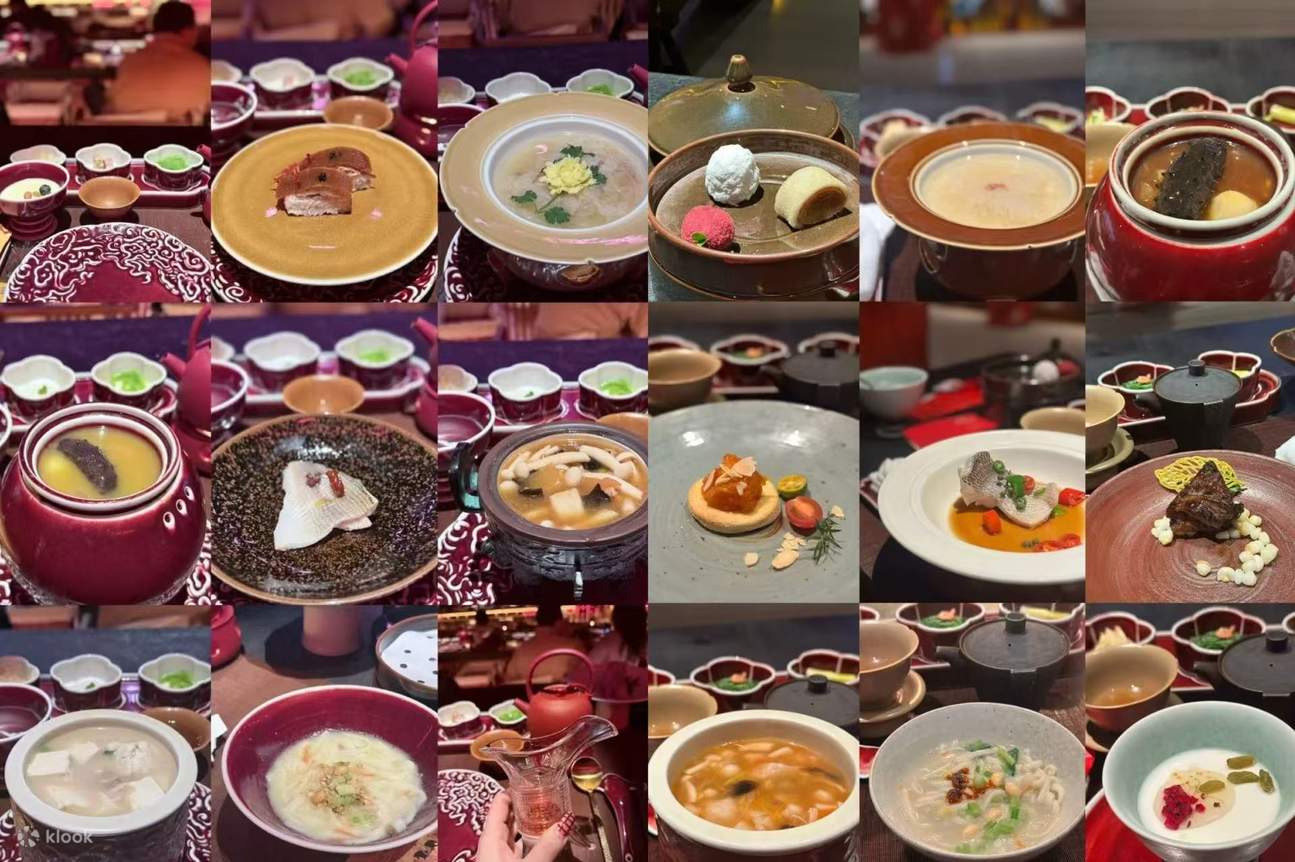 Des spécialités alléchantes aux couleurs attrayantes, associées à une vaisselle raffinée, permettent aux convives de découvrir pleinement le charme d'un festin de cour.