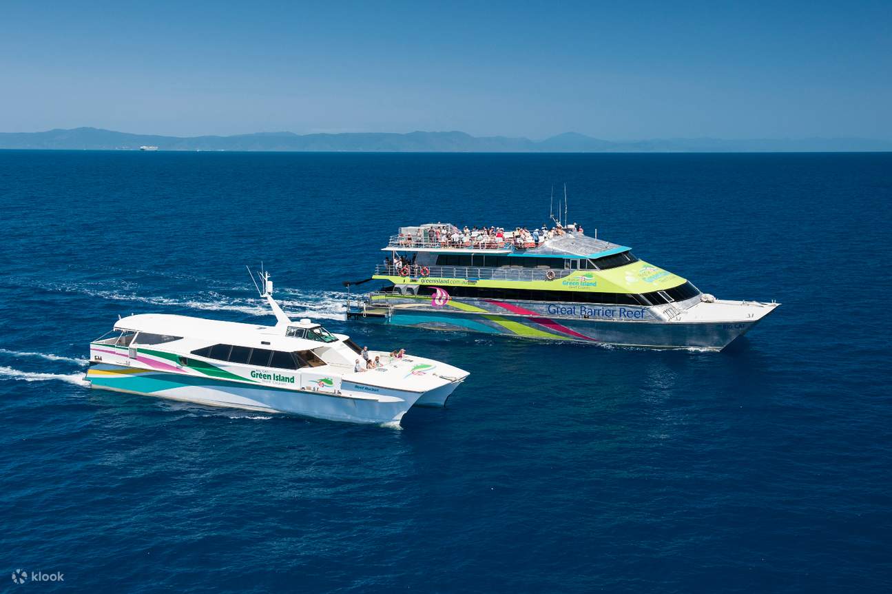 the catamarans of the Green Island Reef Cruise