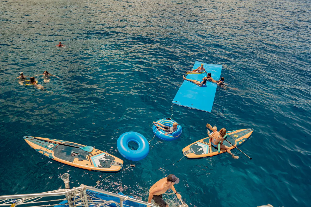 People lounging in the sea