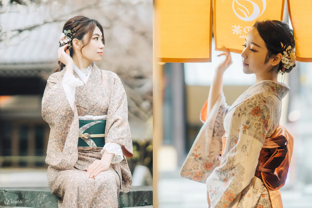女士访问服和服：特点是有真正的「绘羽」图案横跨整个衣踞，非常适合正式场合，典雅大气