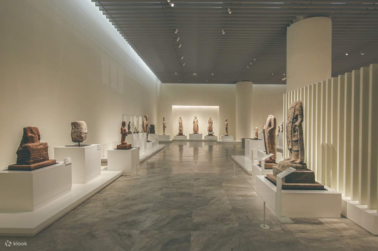 a hall with Buddhist artifacts on display in the Chung Tai World Museum