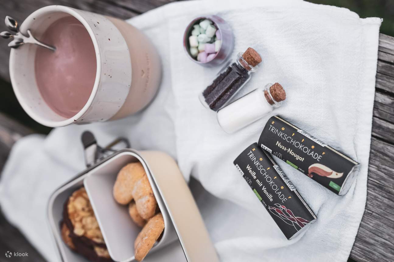 picnic con galletas y bebidas calientes