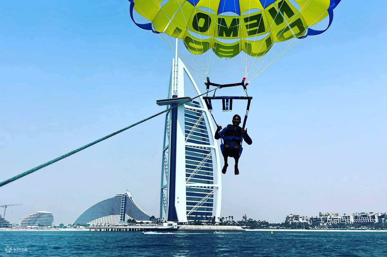 a man enjoying solo parasailing