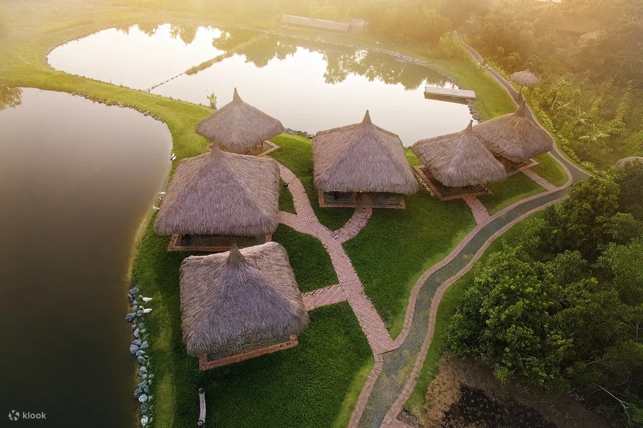 overhead view of the farm during dusk