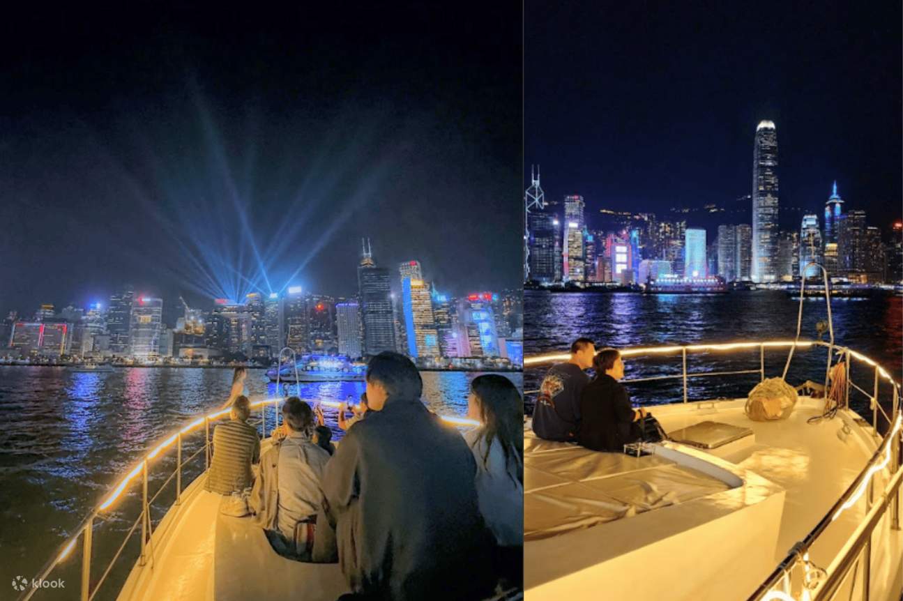 판타지 스타 체이서 빅토리아 하버 야경 크루즈 (무제한 스낵과 음료 + 사진 촬영 포함)