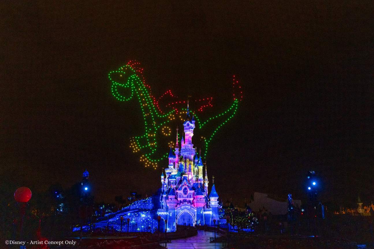 Espectáculo de luces de dinosaurios