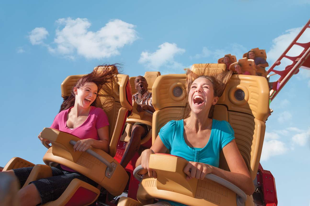 People on a roller coaster