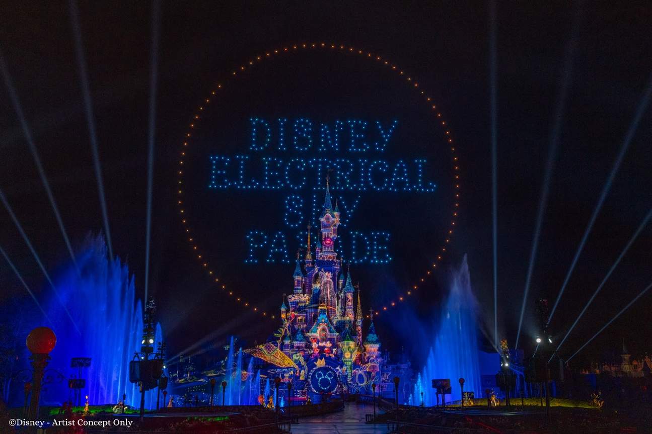 Disneyland Paris pada waktu malam