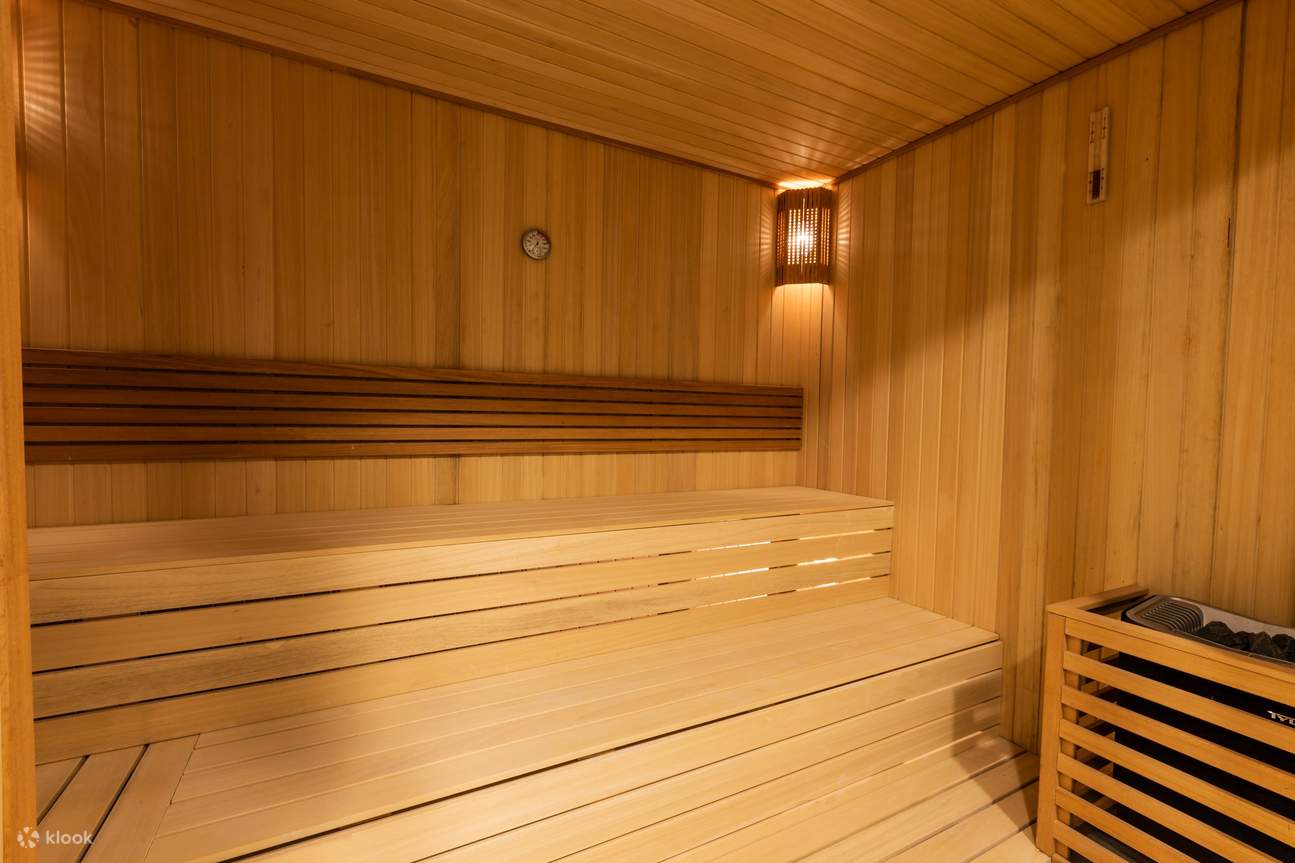 Basking in soothing heat, finding peace and relaxation in the sauna