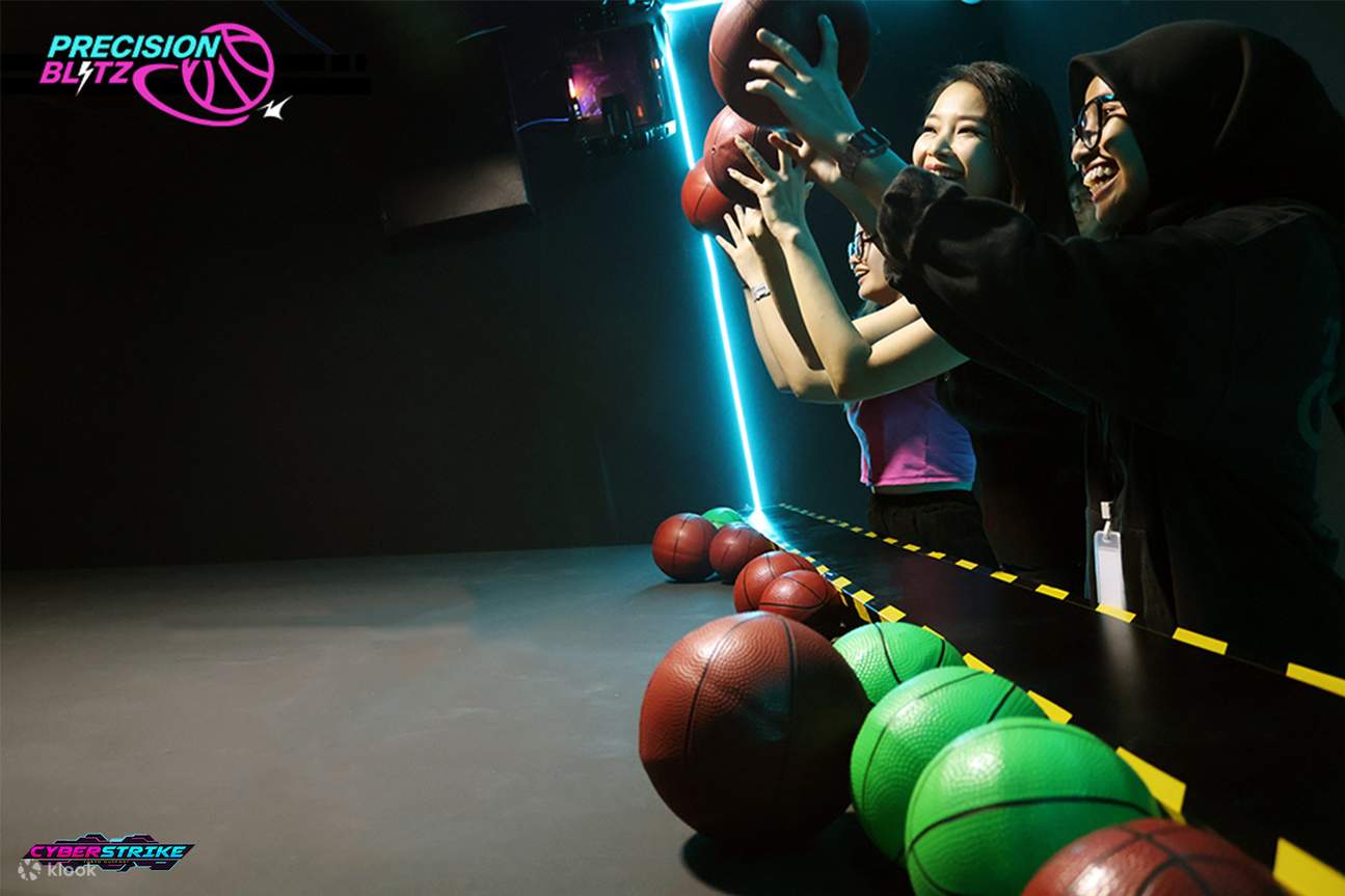 Cyberstrike's Precision Blitz : Similar to a digital basketball shootout, players must aim carefully and time their throws perfectly to score big.