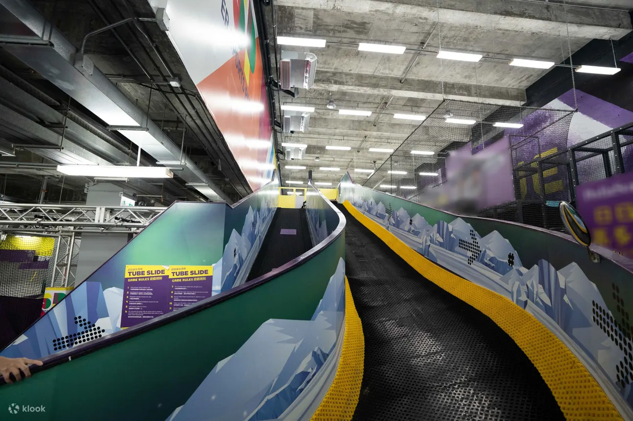 Tire Slide: Take a thrilling ride on a giant car tire slide, sprinting down a 1.5-meter long slide, with twists and turns, providing a unique and exciting experience compared to