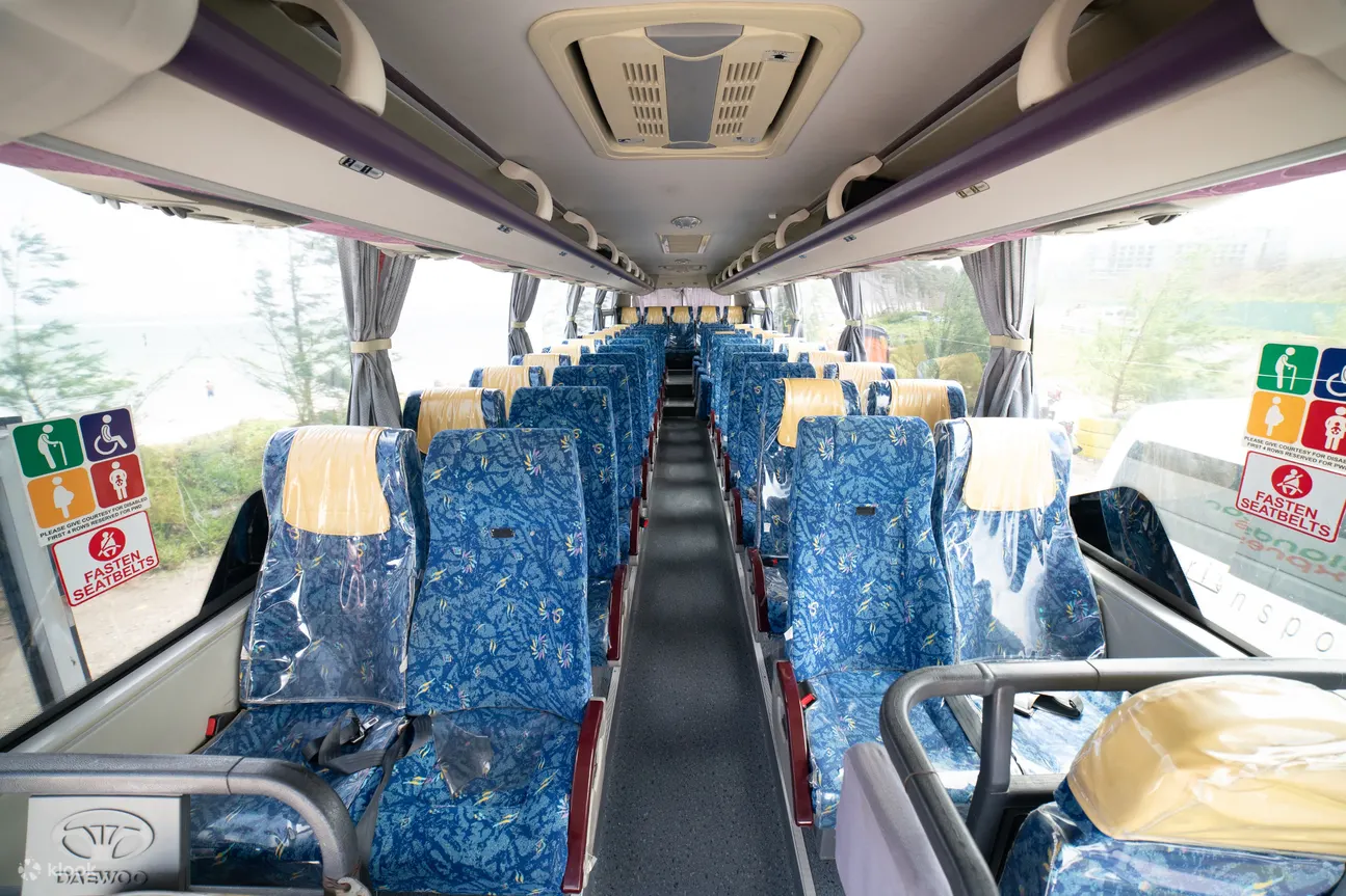 bus interior of a Kalibo International Airport transfer