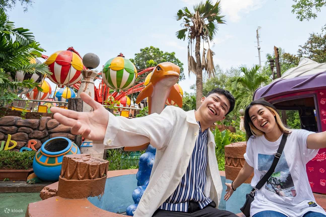 Colorful Family Area with Themed Rides