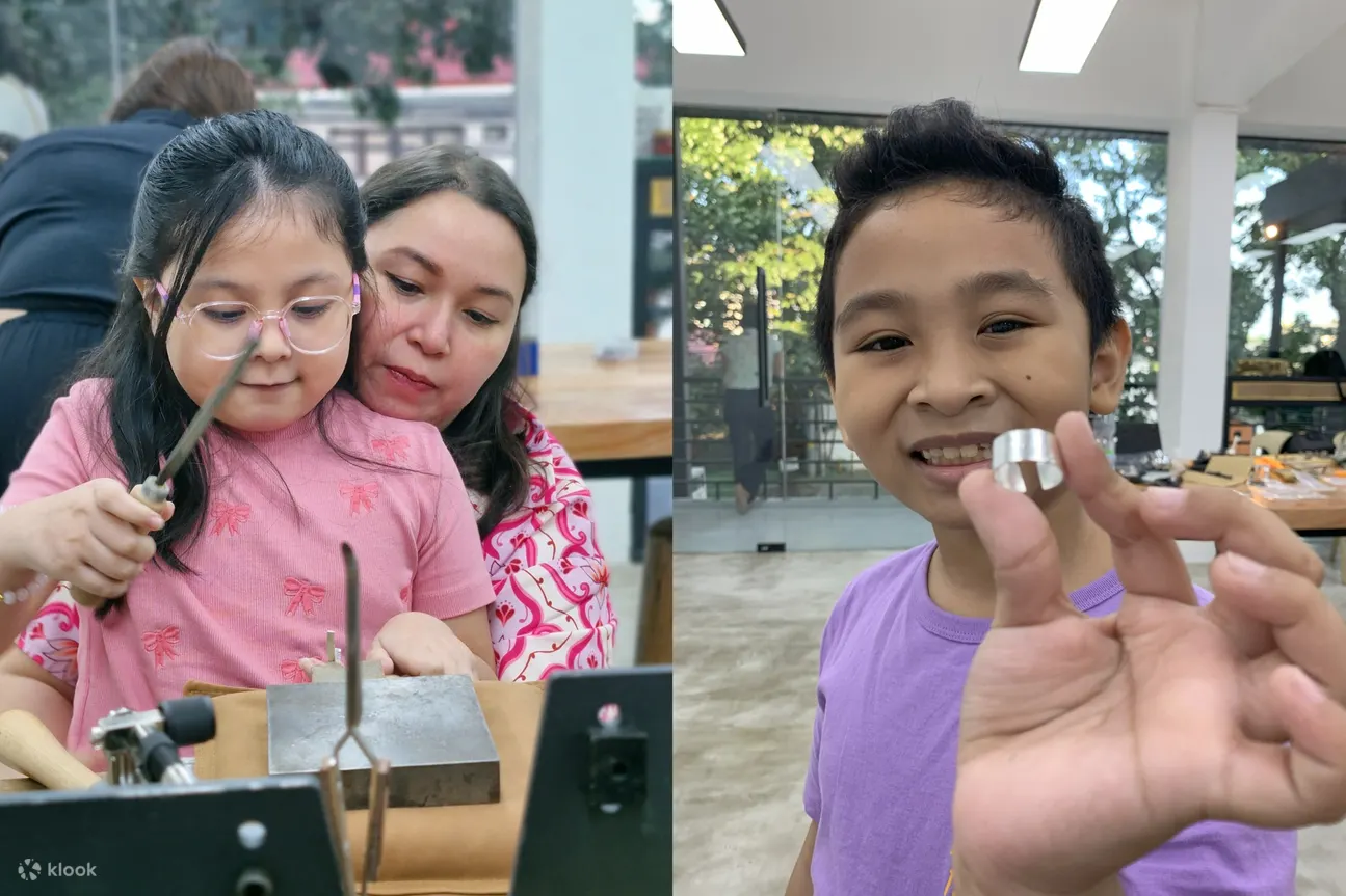 Children creating their own jewelry