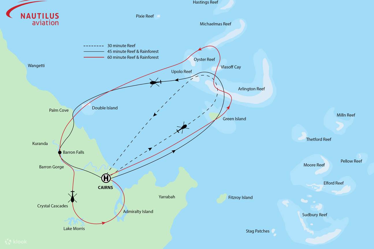 Helicopter routes took during the flight 