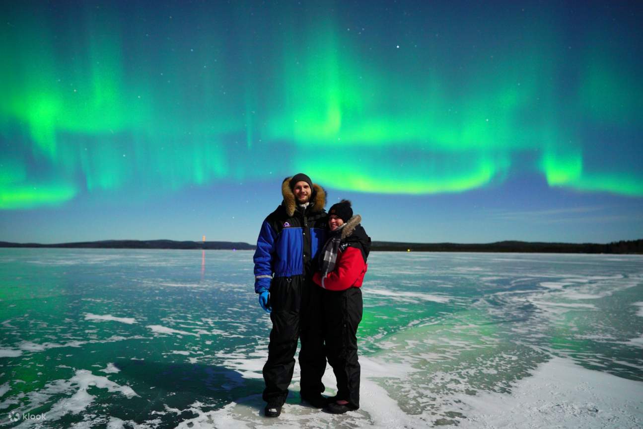 Nature's light show, the Northern Lights, illuminates the Finnish night sky