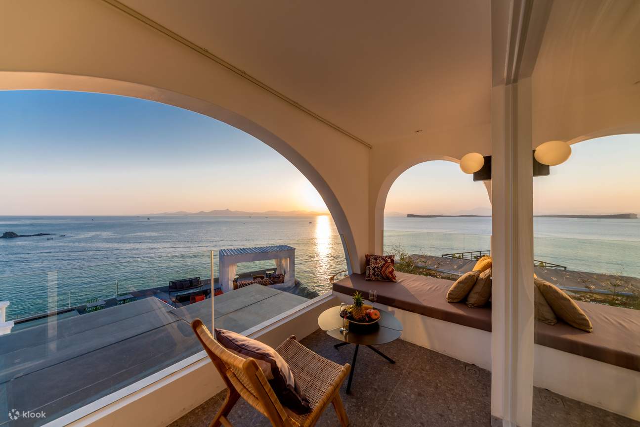 Edificio C, Habitación Chuanyun con terraza con vistas al mar y cama extragrande