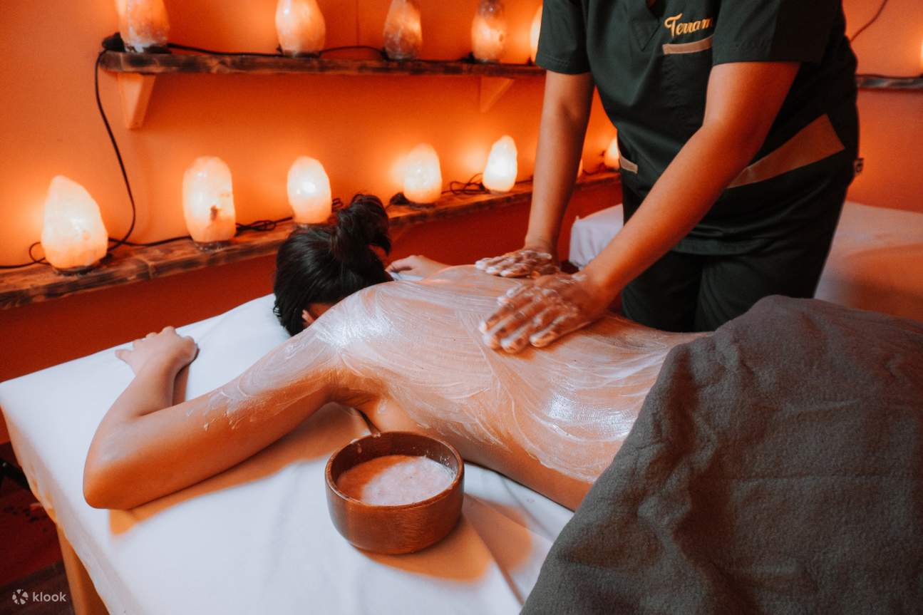 Person receiving a back massage