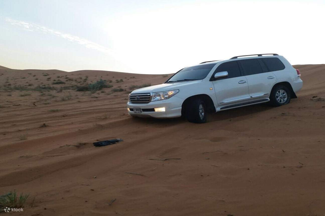 White dune bashing vehicle at Ras Al Khaimah 