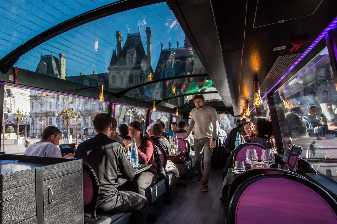 Dine in a unique bus restaurant with a panoramic glass roof for the best views