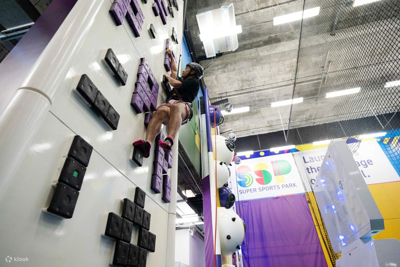 Парк скалолазания: Испытайте себя, преодолевая различные уровни сложности, и покоряйте новые высоты. У нас есть 4 трассы для скалолазания с различными размерами зацепов.