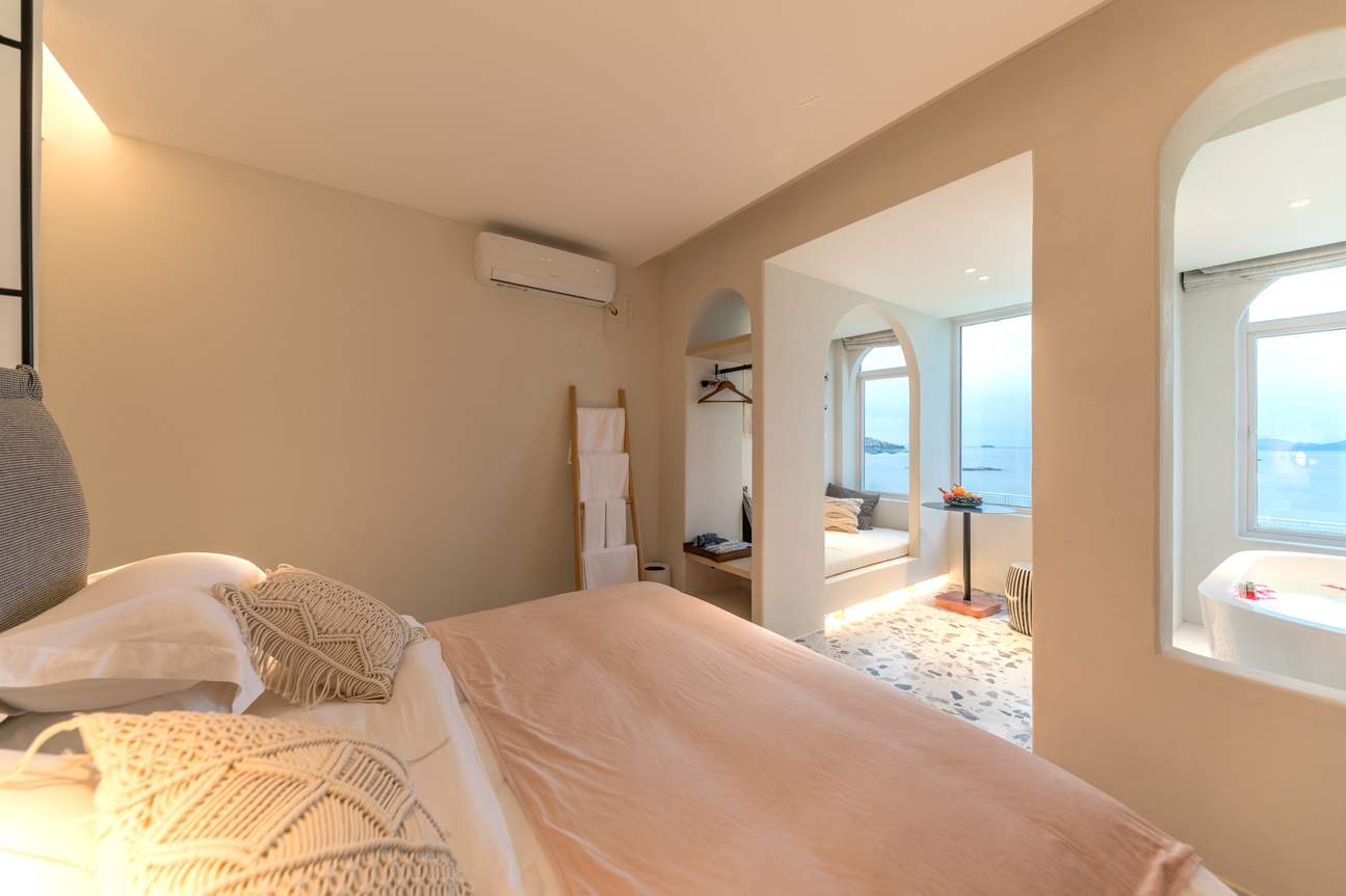 Habitación Cálida con Cama King y Vista al Mar en el Edificio A·Jingshui