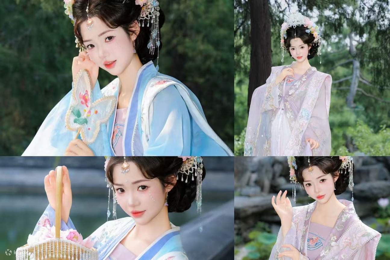 Quando si indossa un sontuoso Hanfu in stile Tang, il trucco deve essere sgargiante e opulento, con sopracciglia audaci che ricordano farfalle che spiegano le ali in primavera, agili e maestose.