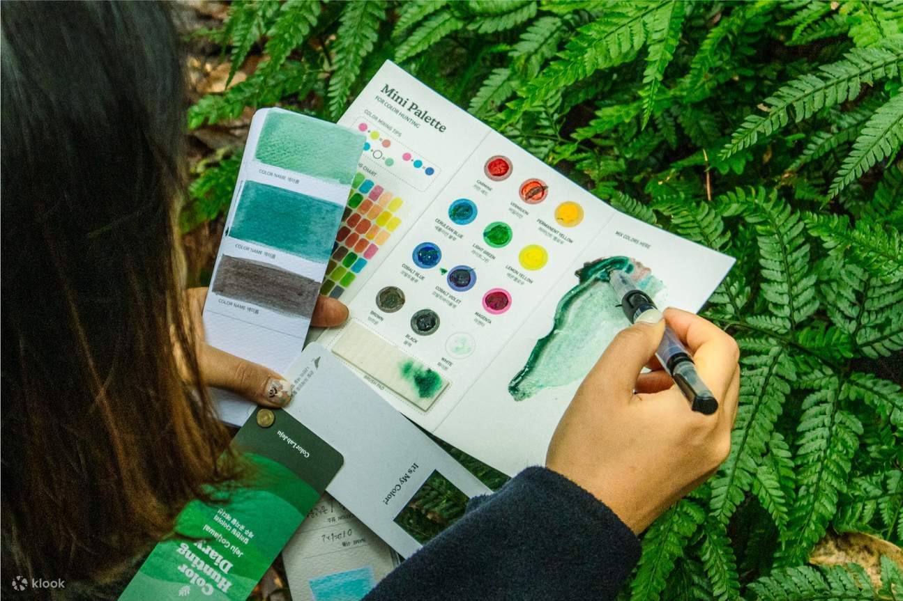 Mix the shades you find in nature, paint them, and record them in your diary. The scenery before you transforms into “your very own color names.”