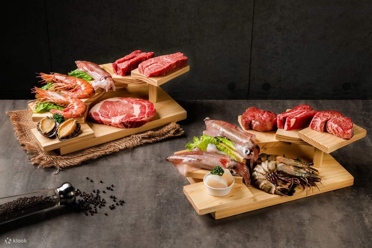 American beef surf and turf set meal for two persons & Wagyu beef surf and turf set meal for two persons