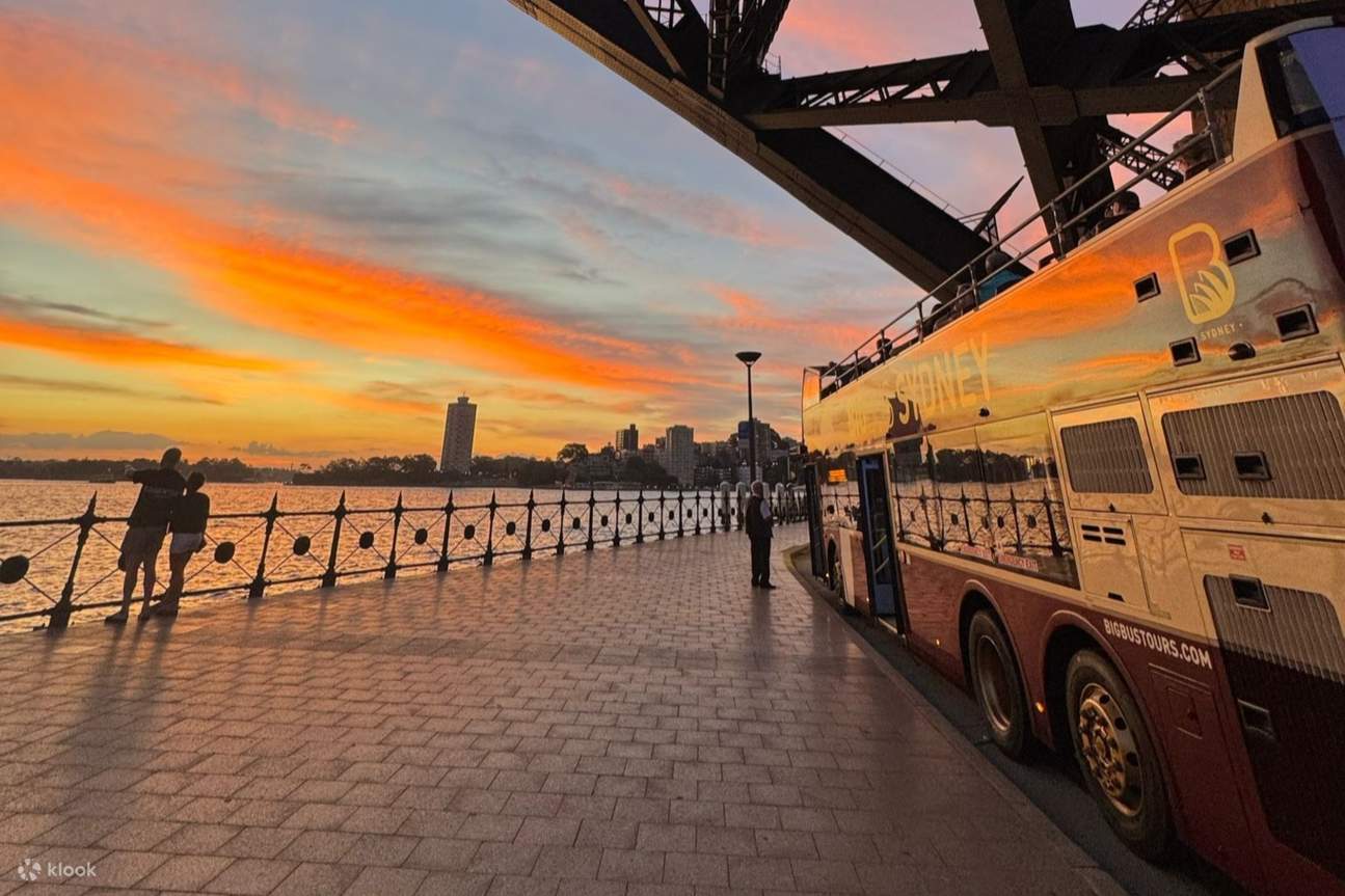 Ammira le sfumature dorate del tramonto che dipingono l'iconico skyline di Sydney