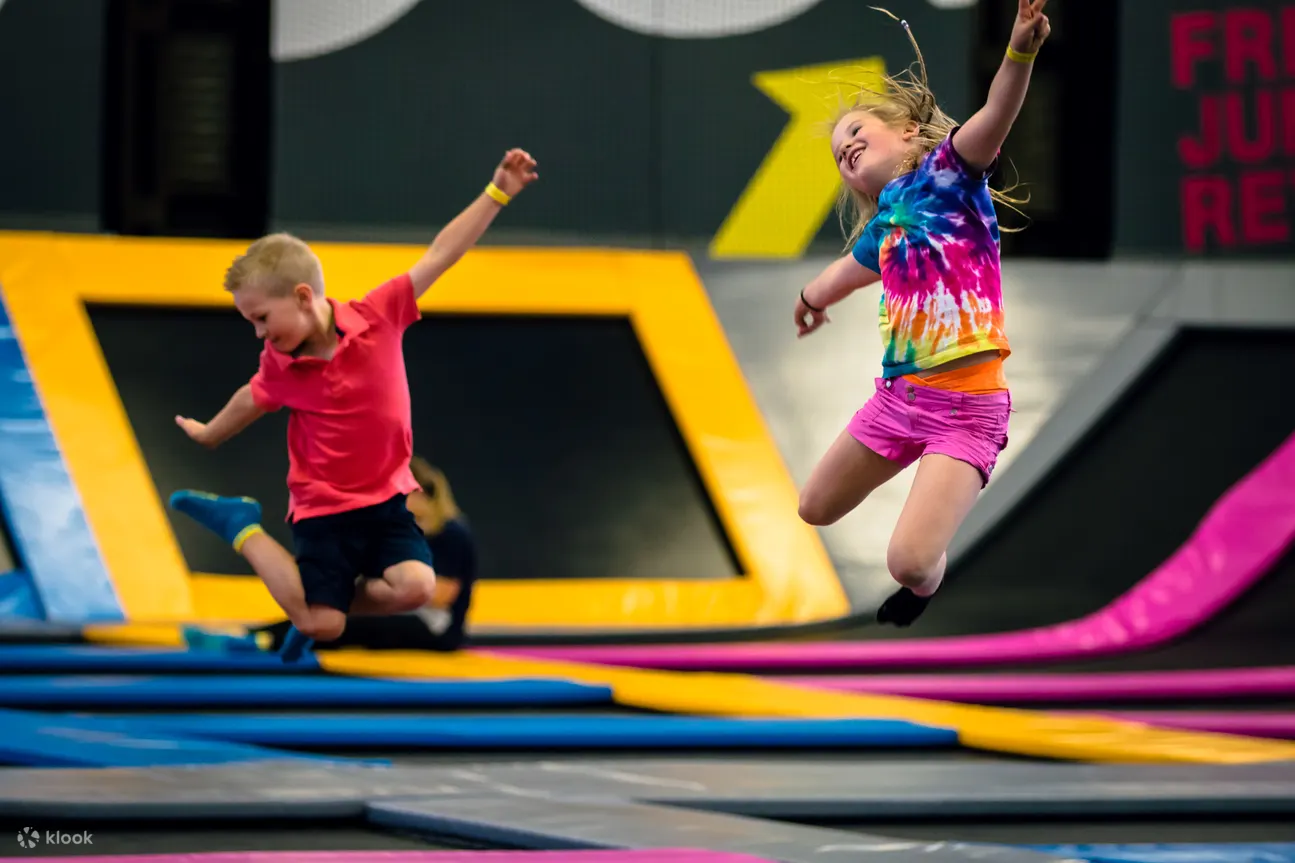 Kids having fun at trampoline park