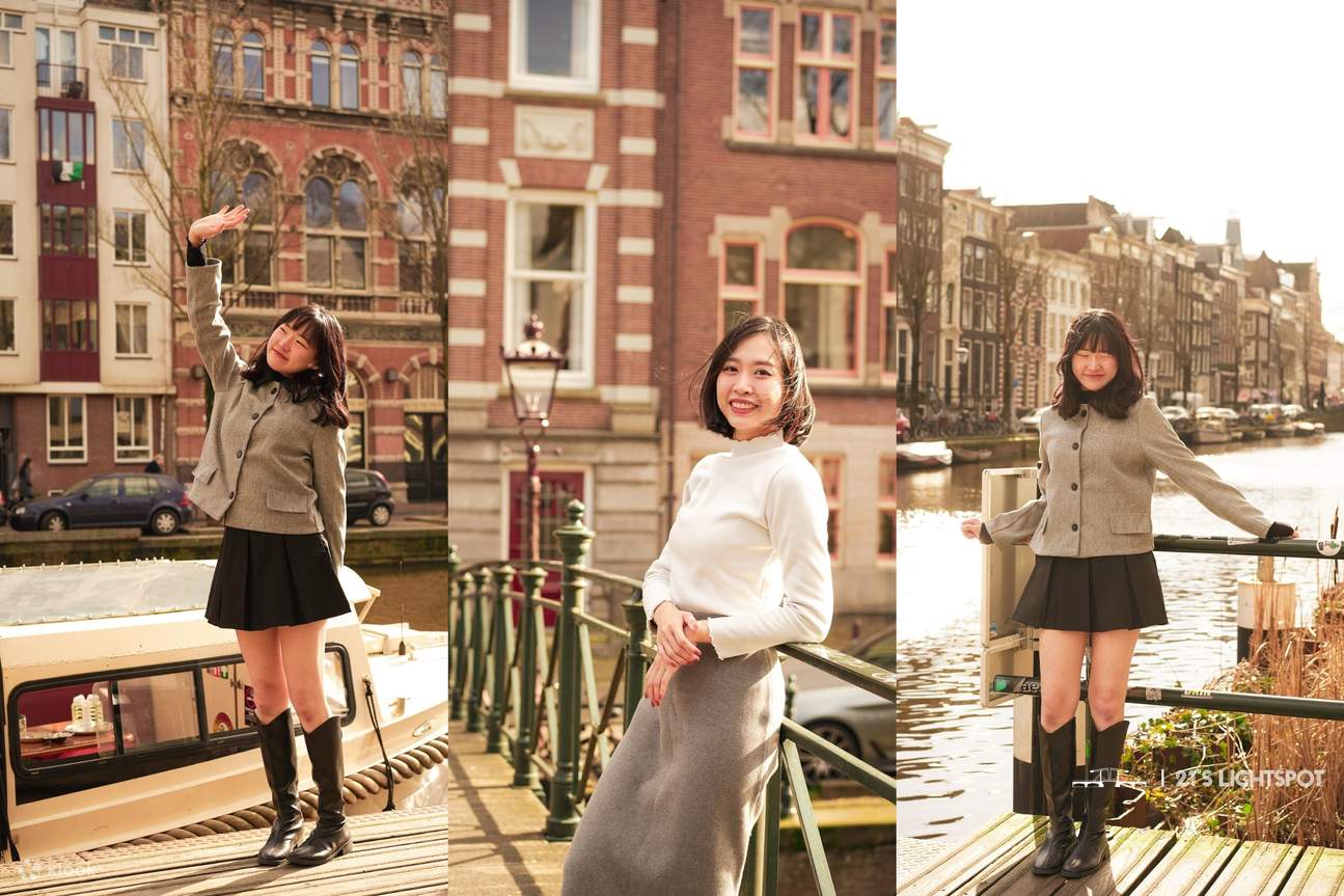 Sesi pemotretan pribadi di Amsterdam Canal atau Tulip Garden: Foto yang Diedit