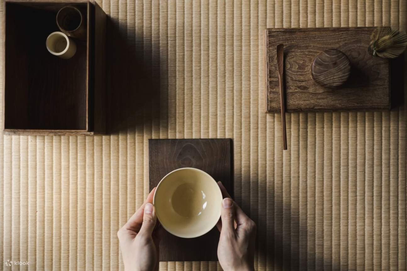 Beautiful Tea ceremony tools with tranquil tatami room