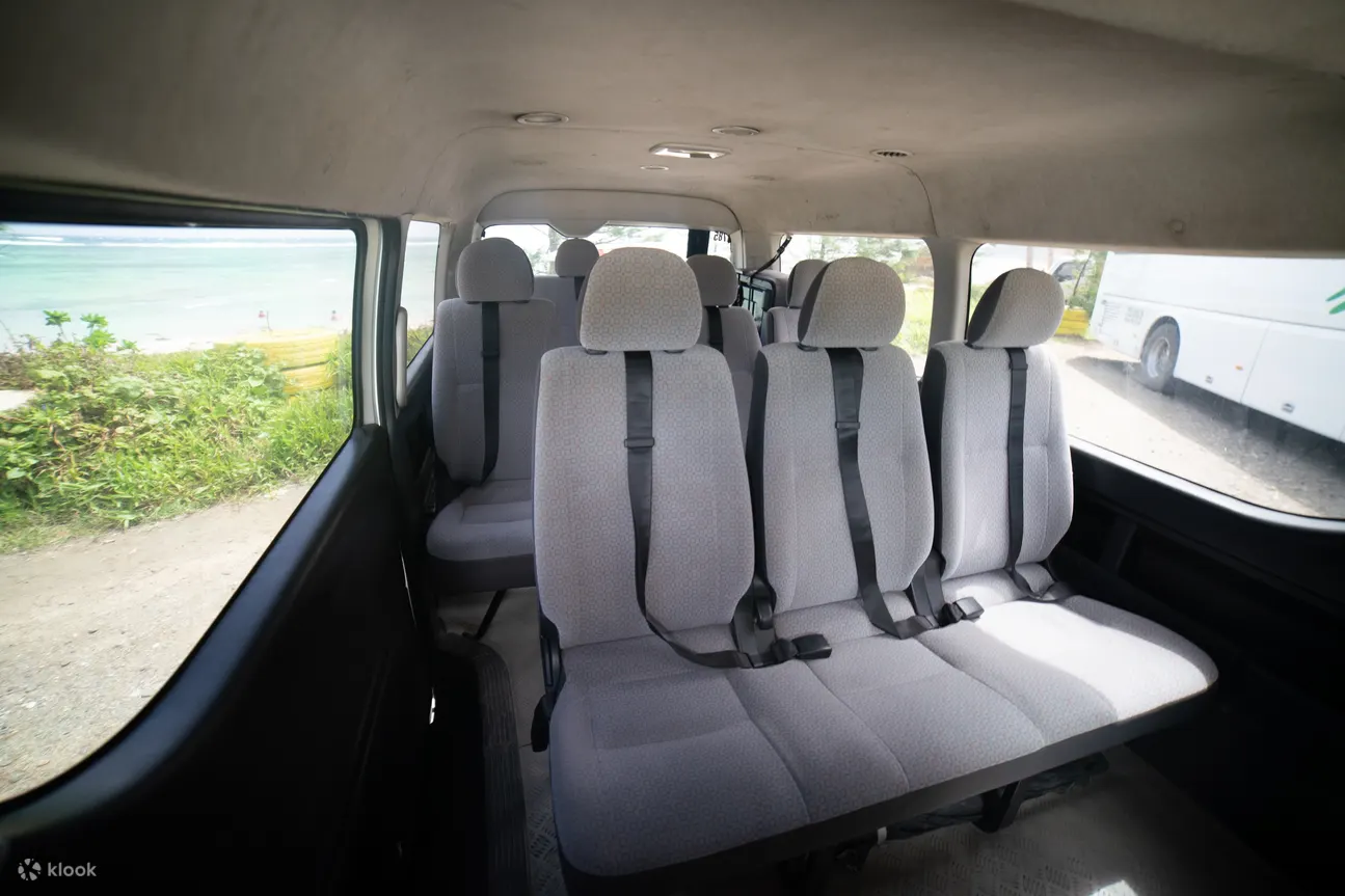 van interior of a Kalibo International Airport transfer