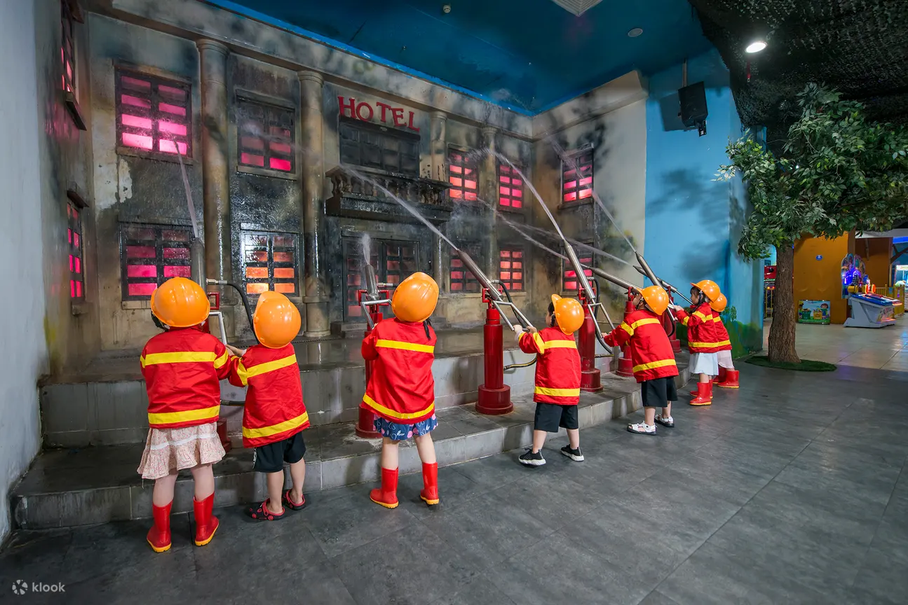 Children play the role of firefighters