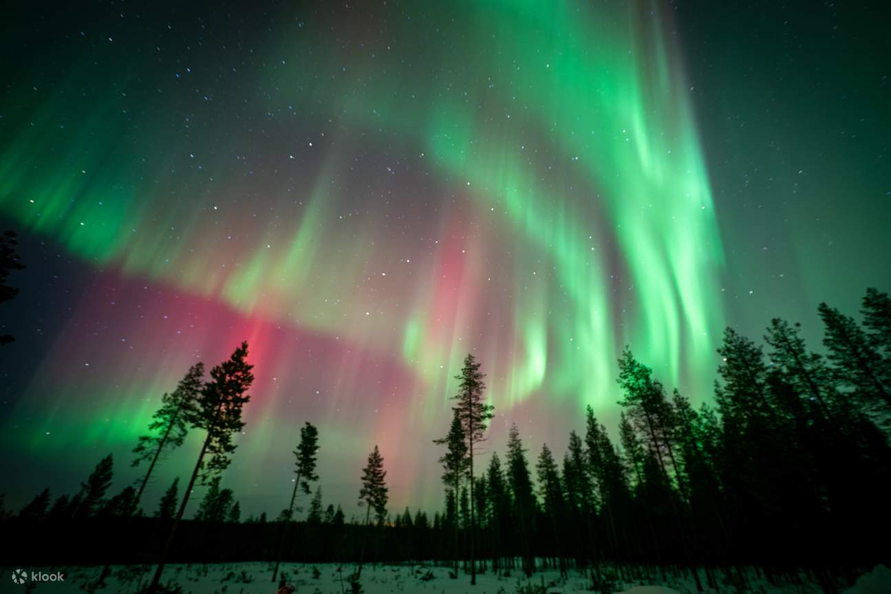 Under the dazzling Aurora Borealis, the night sky comes alive in vibrant colors