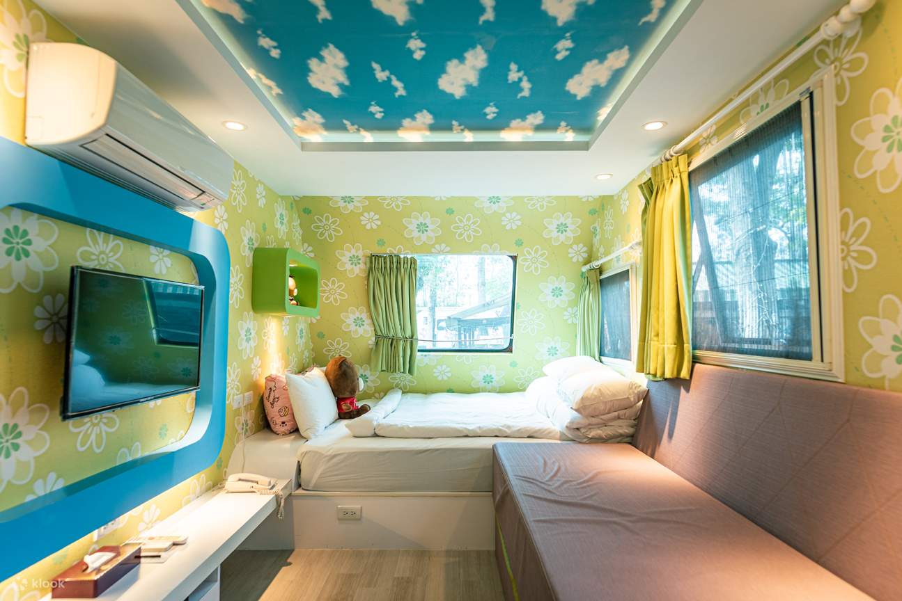 Interior of a four-person campervan at the Shih-ching Garden Resort