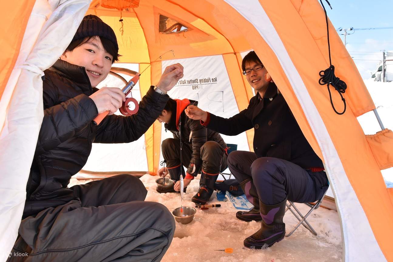 Smelt Ice Fishing and Tempura Tasting at Barato River in Hokkaido