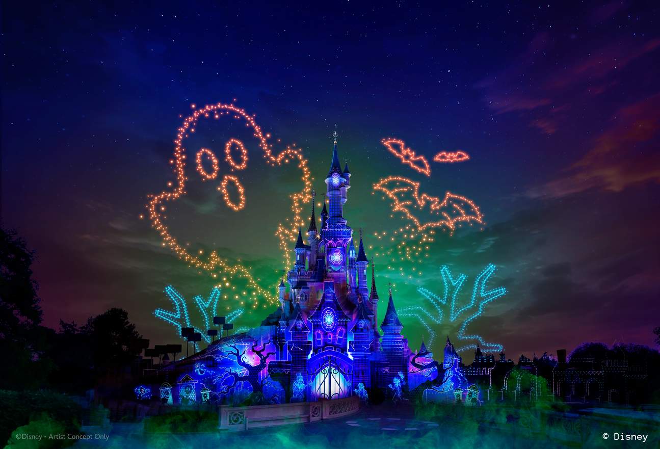 Gaze with glee as Halloween haunts the Disney Electrical Sky Parade