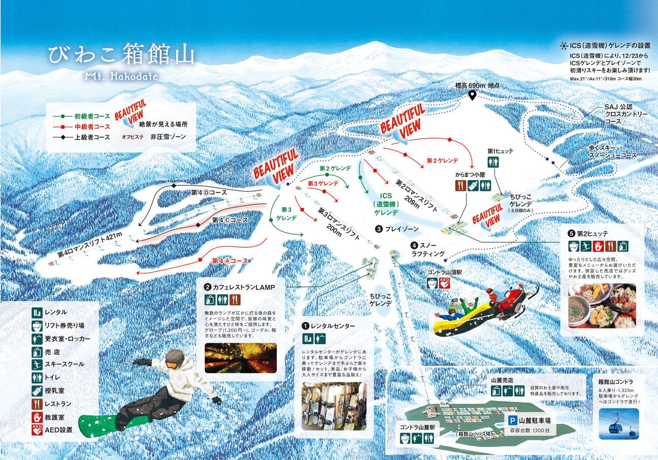 Plan de la station de ski de Hakodateyama