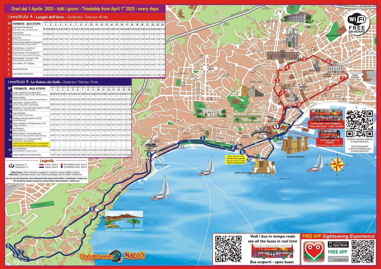 乗り降り自由観光バスツアー（ナポリ）