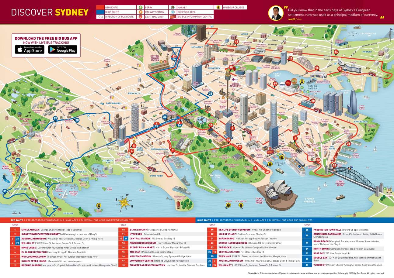 雪梨随上随下巴士之旅 - 巴士地图