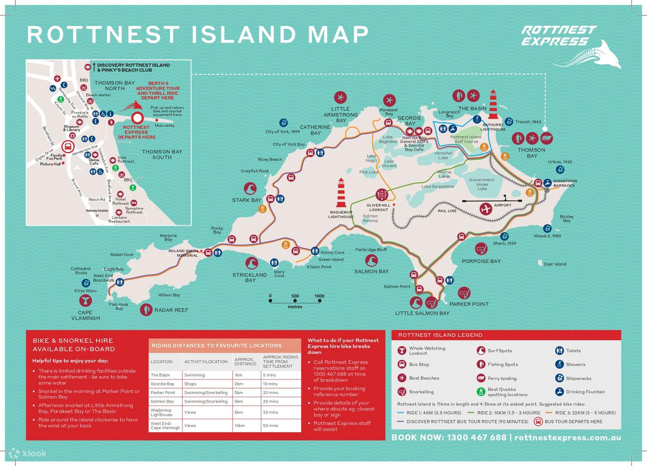 Mappa dell'Isola di Rottnest