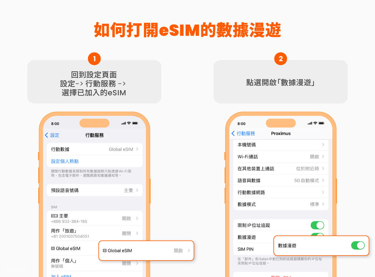 Hidupkan perayauan data eSIM
