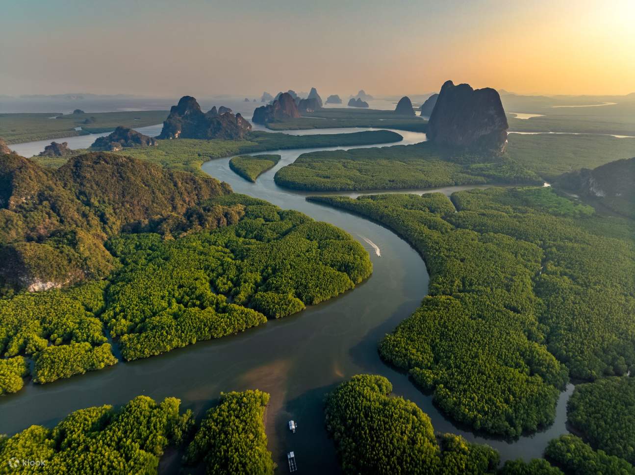 mangrove forest and mountain peak of Phang nga bay