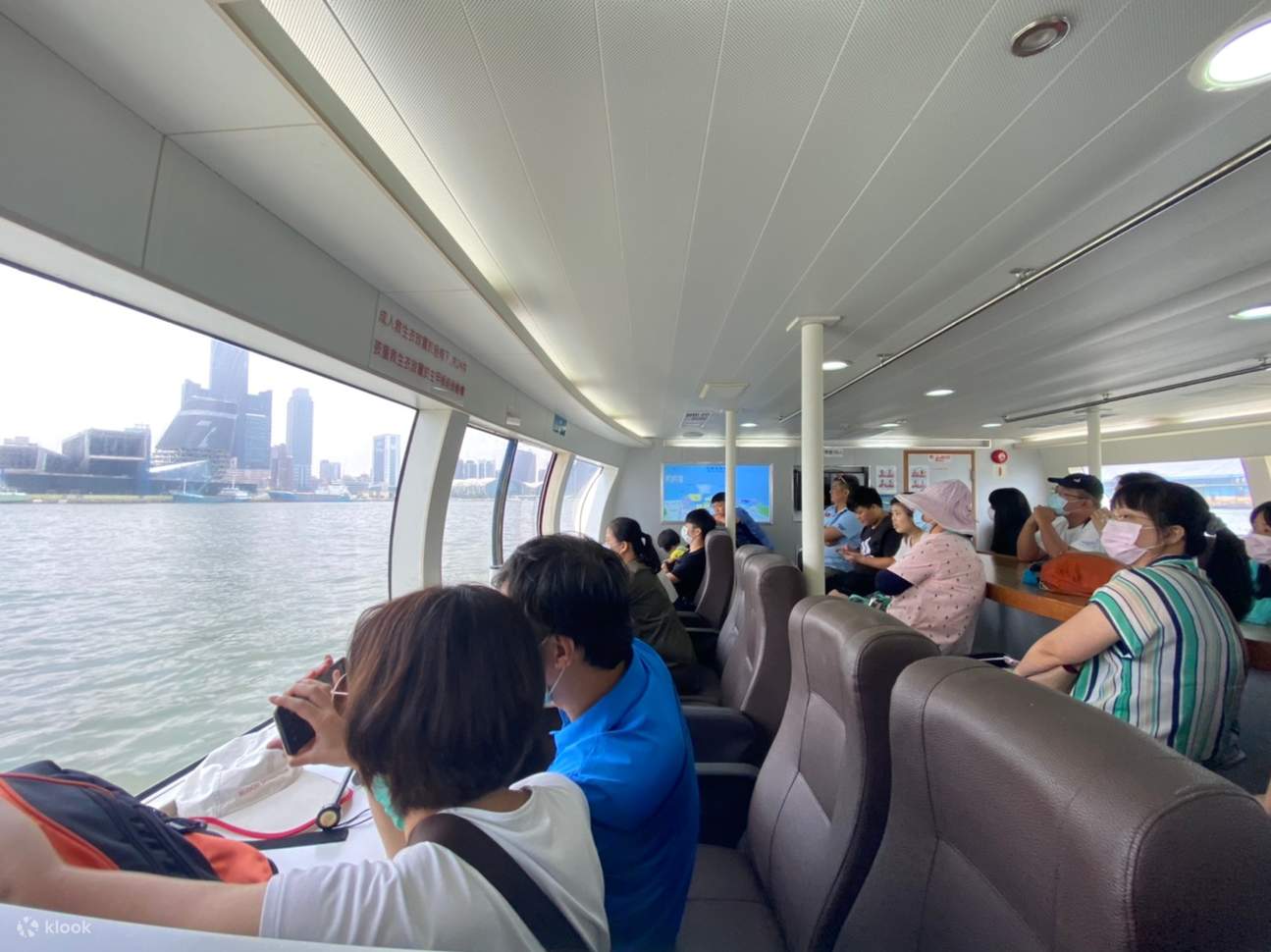 The boat is indoors, equipped with air-conditioning and novel equipment