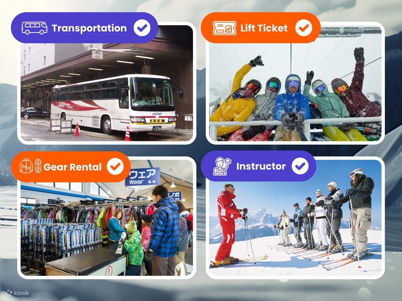 Tour trượt tuyết 1 ngày này có mọi thứ bạn cần trước khi trượt dốc, bao gồm phương tiện di chuyển, thuê thiết bị và vé cáp treo (không bao gồm trong gói cơ bản), cũng như hướng dẫn viên (không bao gồm trong gói trượt tuyết). Hãy đến đây mà không cần chuẩn