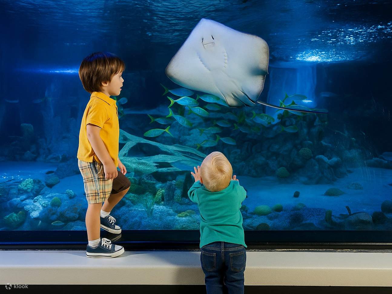 Оцените воссозданные океанические среды обитания в захватывающих тематических зонах