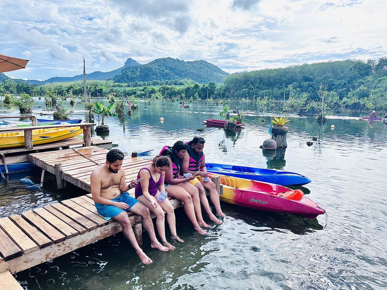 Cho cá tự nhiên nhỏ ăn tại khu vực Klong Root