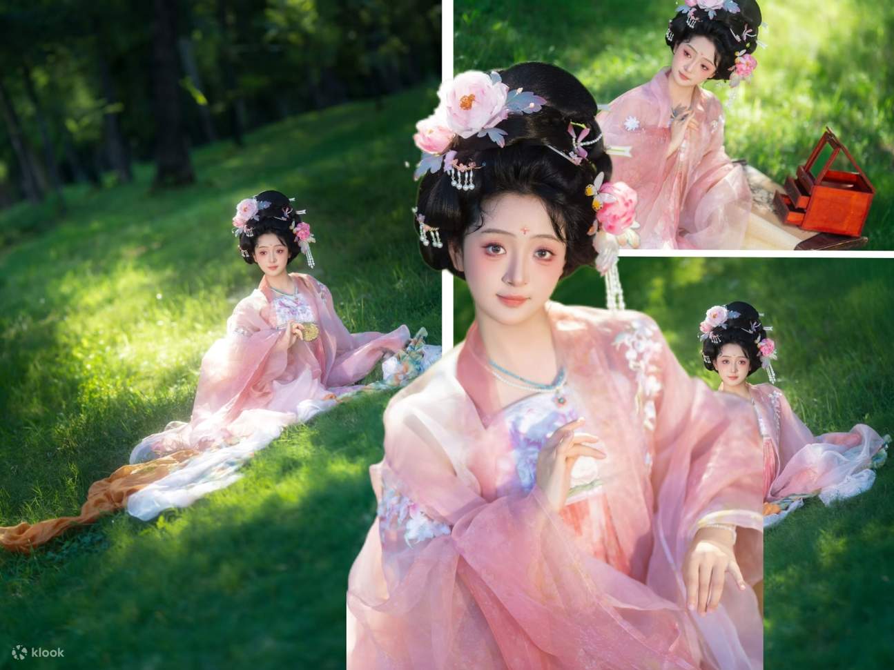 Every detail, from the hair accessories to the sleeves, is steeped in the Tang Dynasty; this makeup and styling experience is more unforgettable than a royal banquet.